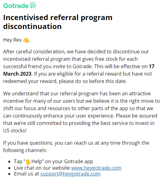 GoTrade Incentive Referral Program Notice